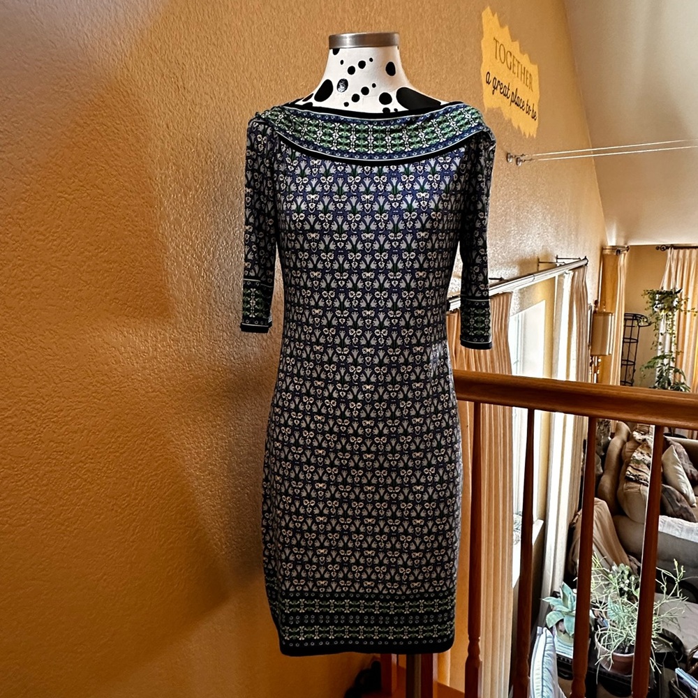 Max Studio Blue and Green Print Dress Sz Small